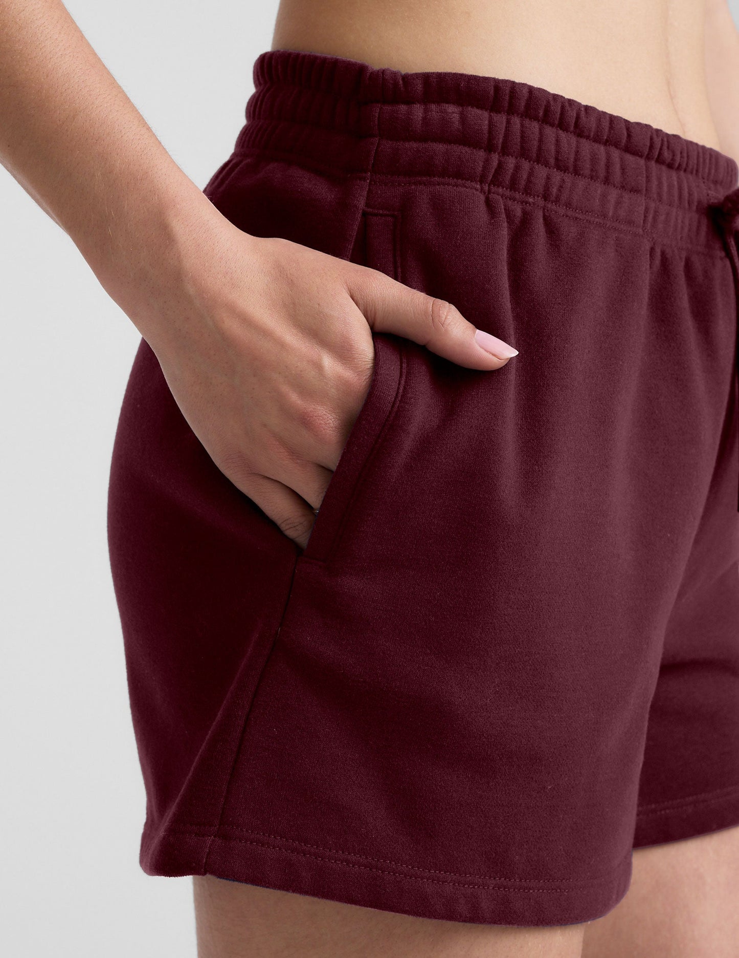 Beyond Yoga Relaxed Fit LuxeFleece Sweat Shorts - Dark Cherry