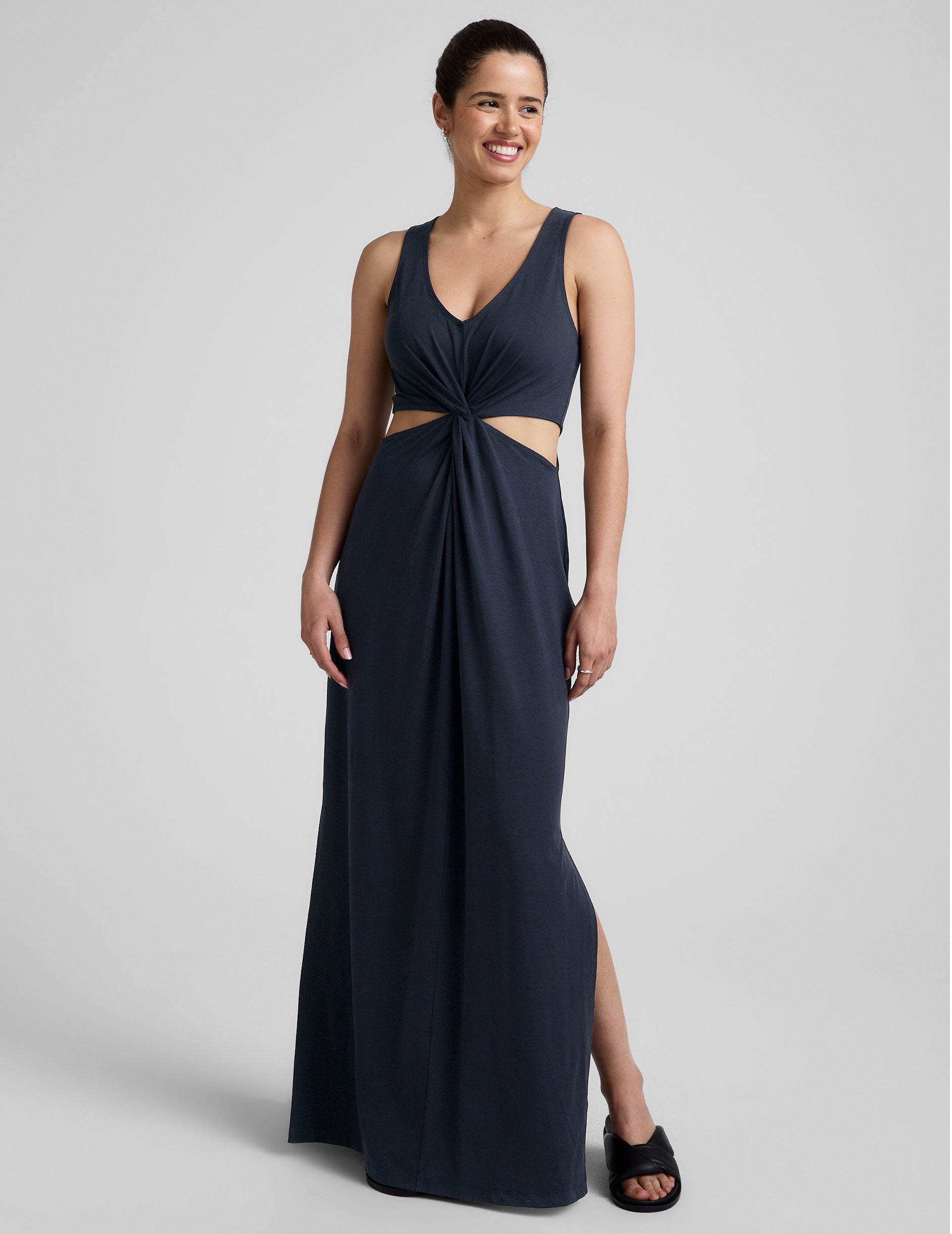 Beyond Yoga Around The World Front Twist Maxi Dress