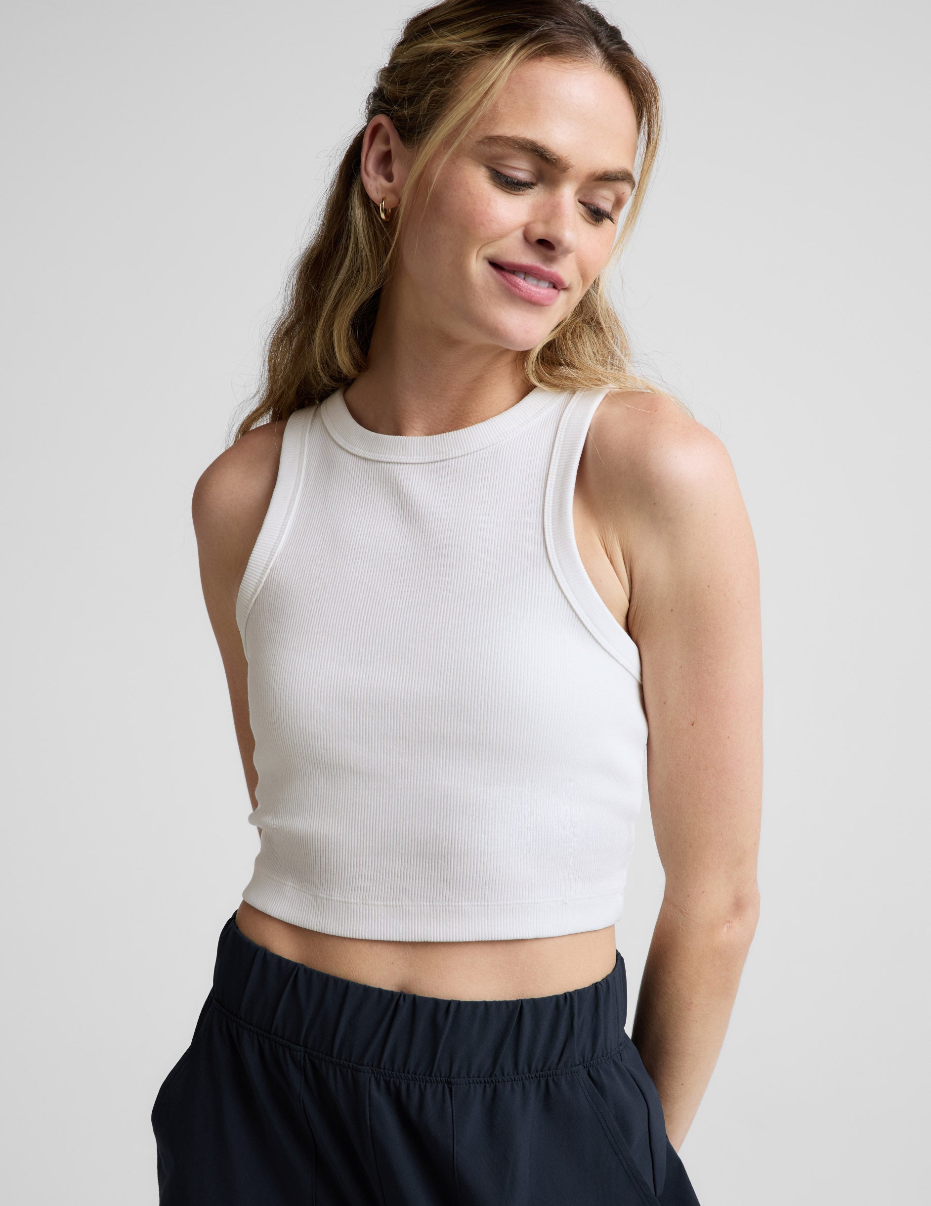 Beyond Yoga On Repeat Rib High Neck Cropped Tank