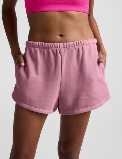 Beyond Yoga Mid-Rise Fade Out Lounge Shorts - Washed Rich Raspberry