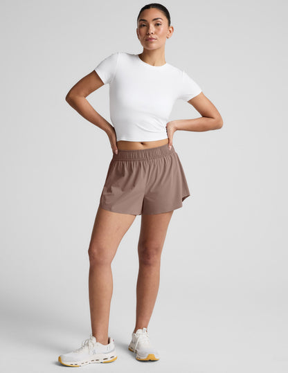 Beyond Yoga Women's Lined Running Solemate Shorts - Rosey Taupe