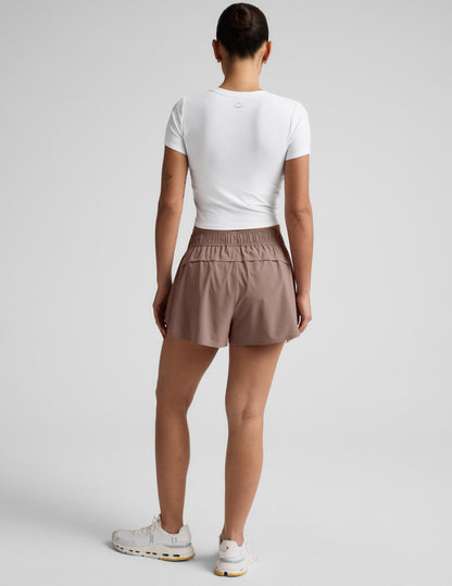 Beyond Yoga Women's Lined Running Solemate Shorts - Rosey Taupe