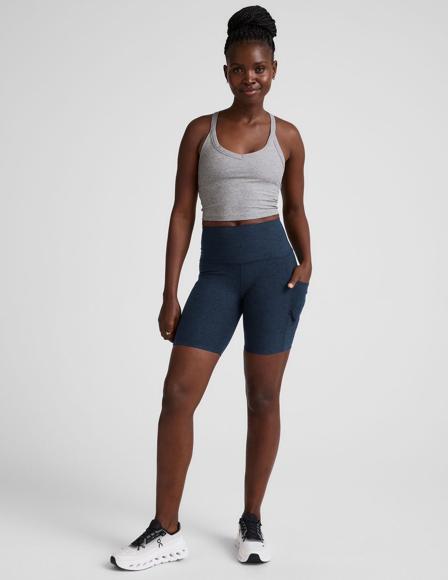 Beyond Yoga High Waisted Pockets Spacedye Biker Shorts - Nocturnal Navy