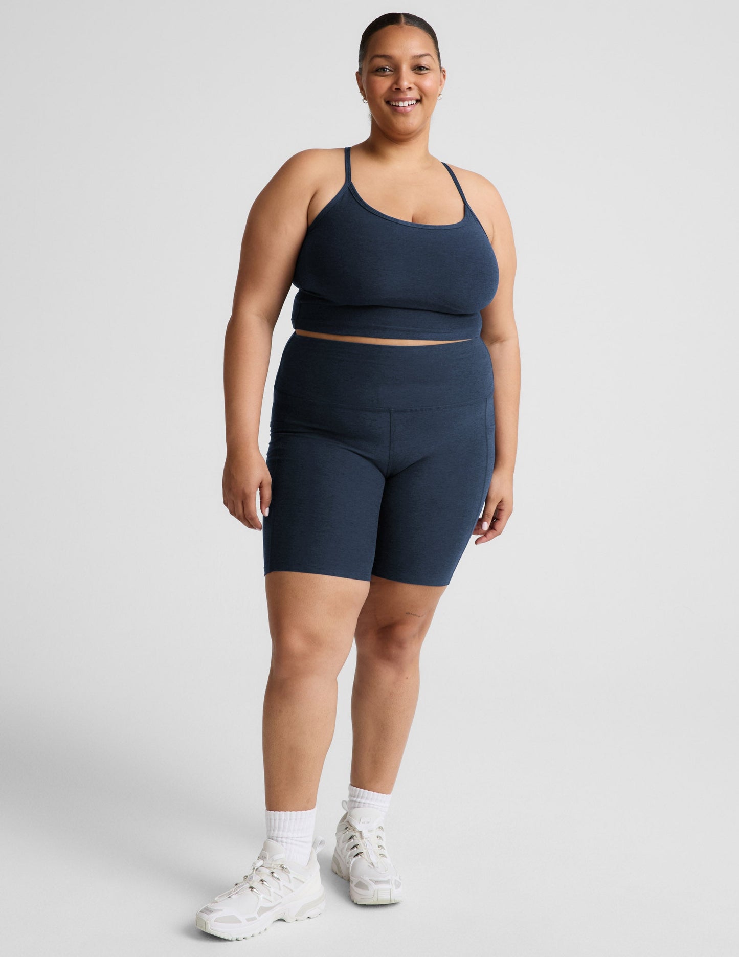 Beyond Yoga High Waisted Pockets Spacedye Biker Shorts - Nocturnal Navy