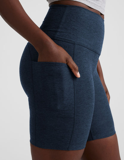 Beyond Yoga High Waisted Pockets Spacedye Biker Shorts - Nocturnal Navy