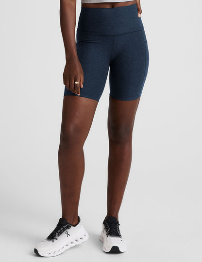 Beyond Yoga High Waisted Pockets Spacedye Biker Shorts - Nocturnal Navy
