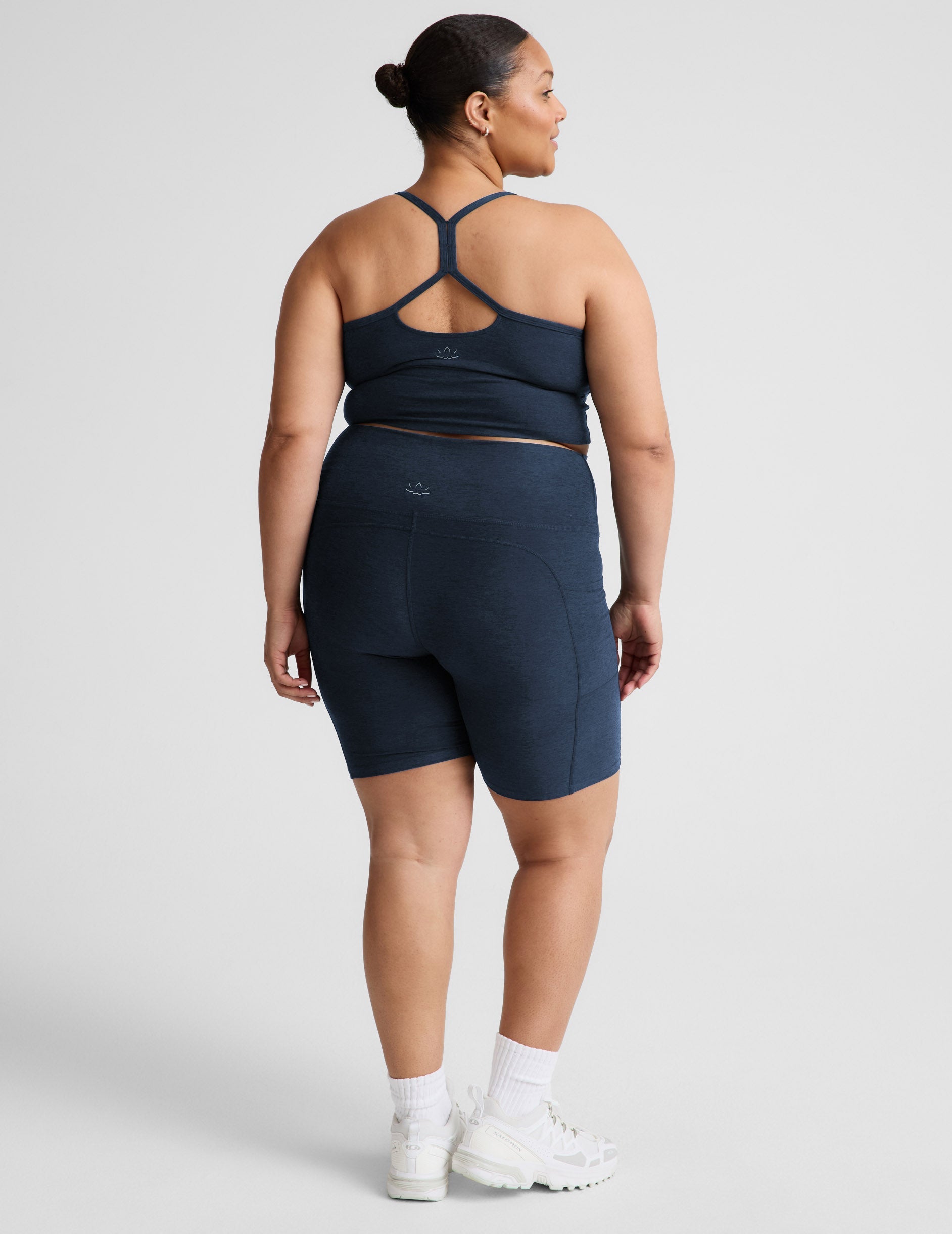 Beyond Yoga High Waisted Pockets Spacedye Biker Shorts - Nocturnal Navy
