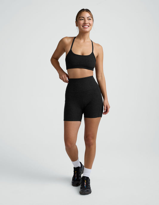 Beyond Yoga High Waisted Biker Spacedye Pocket Shorts - Darkest Night