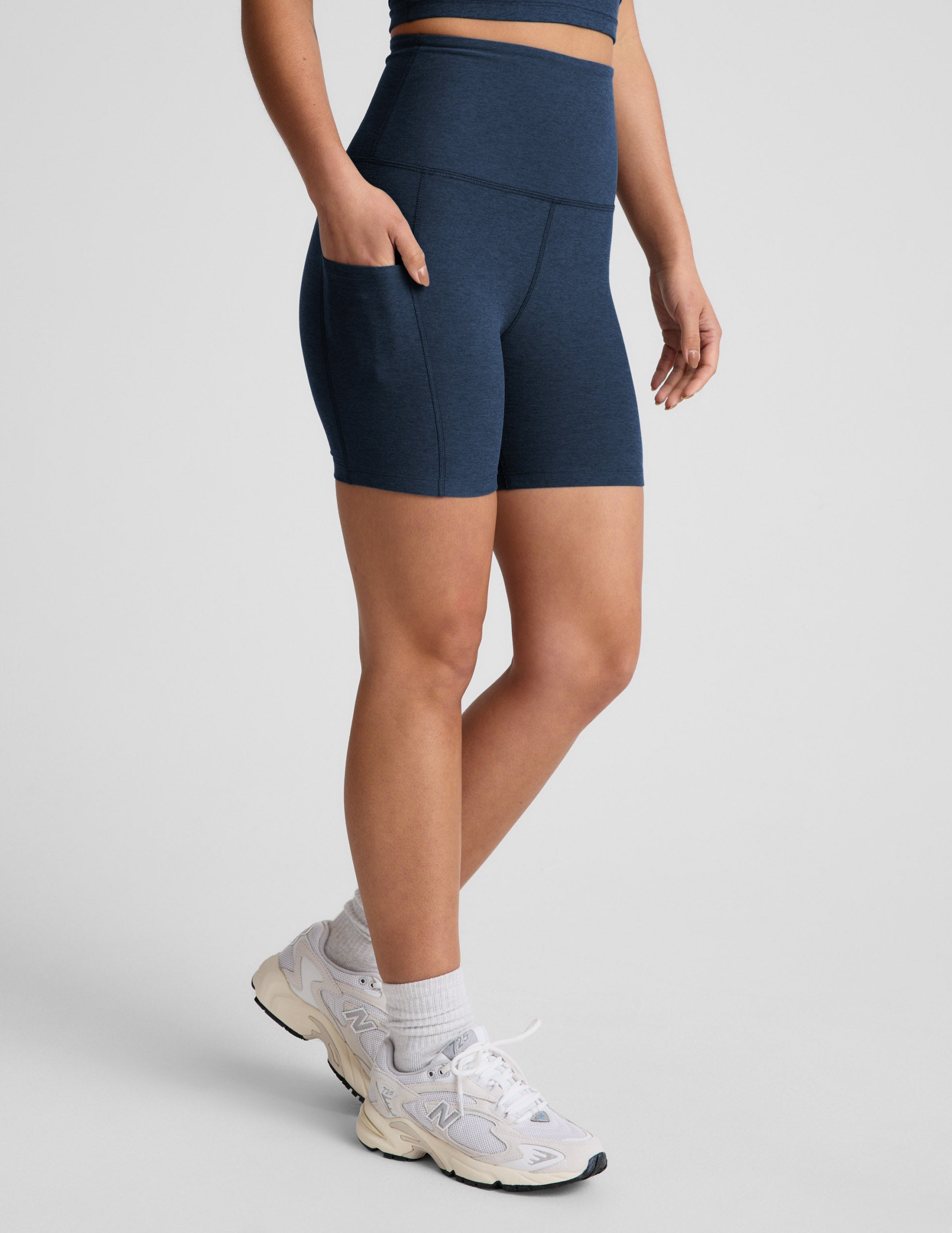 Beyond Yoga High Waisted 5-Inch Spacedye Bike Shorts - Nocturnal Navy