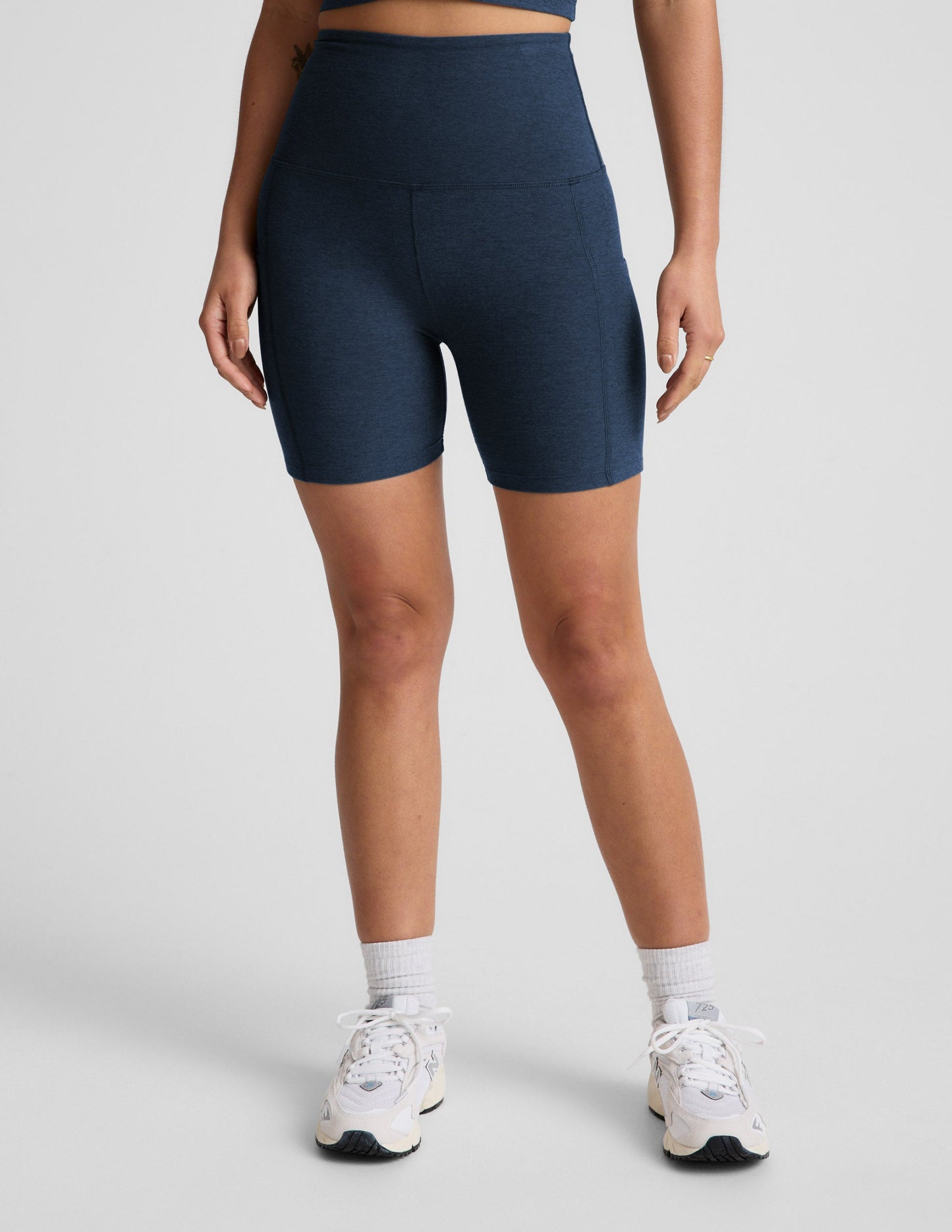 Beyond Yoga High Waisted 5-Inch Spacedye Bike Shorts - Nocturnal Navy