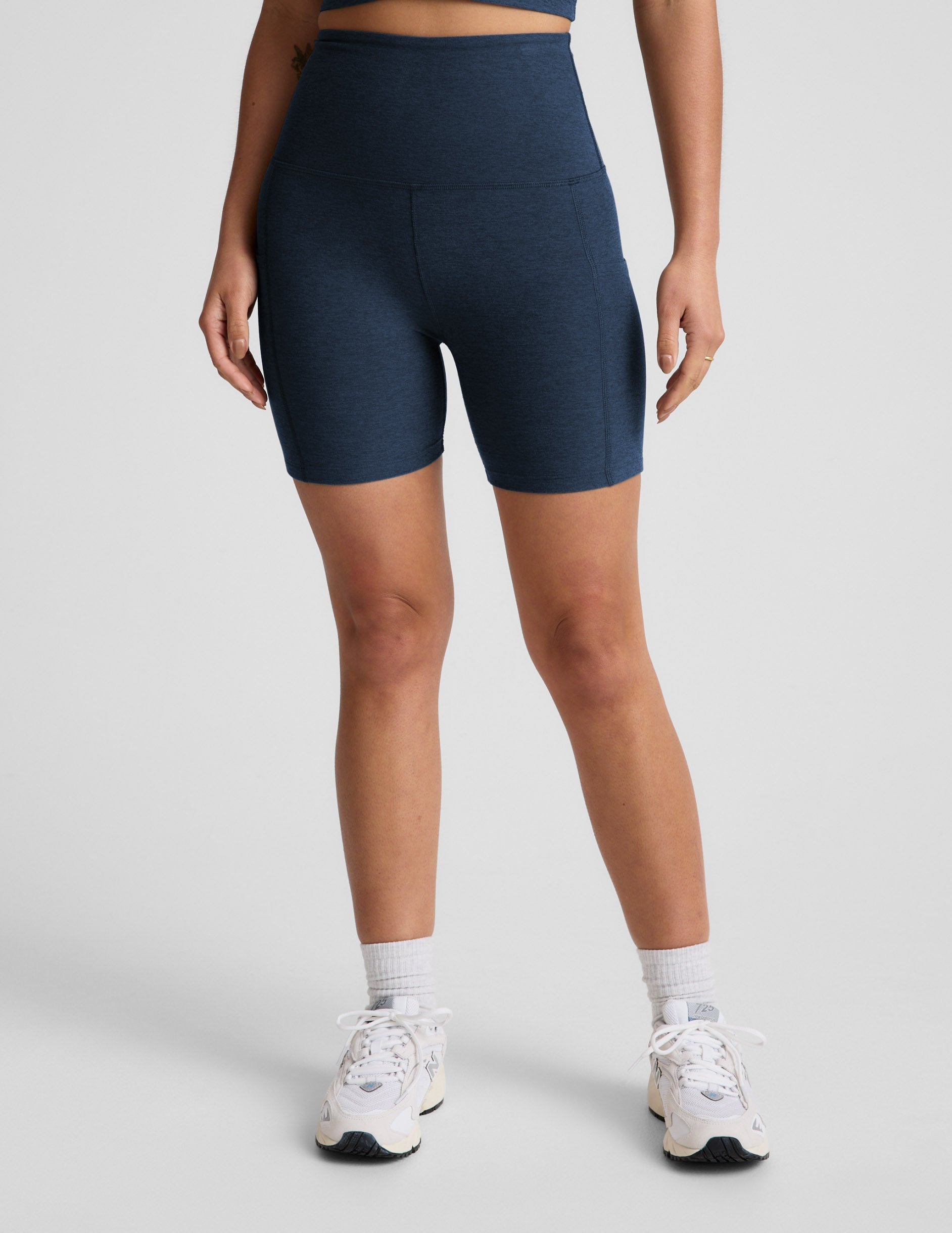Beyond Yoga High Waisted 5-Inch Spacedye Bike Shorts - Nocturnal Navy