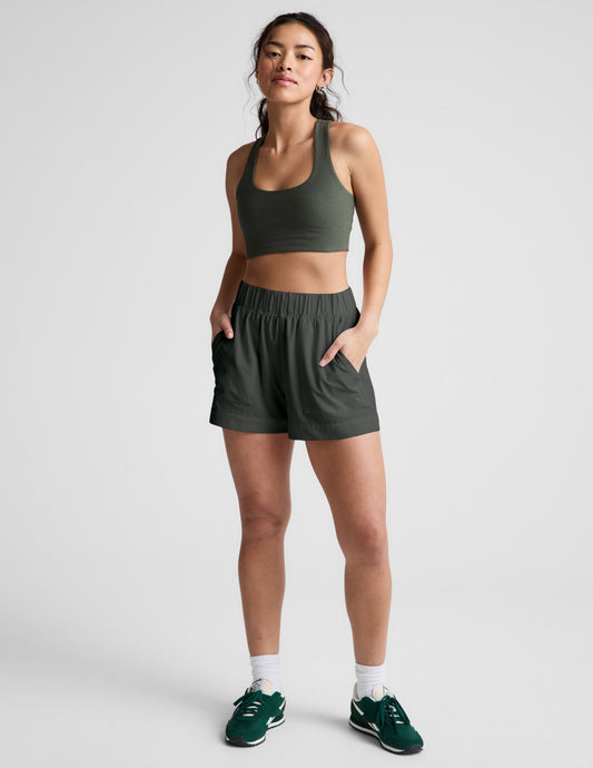 Beyond Yoga Mid Rise Pull On "Easy" 3" Shorts - Slate Green