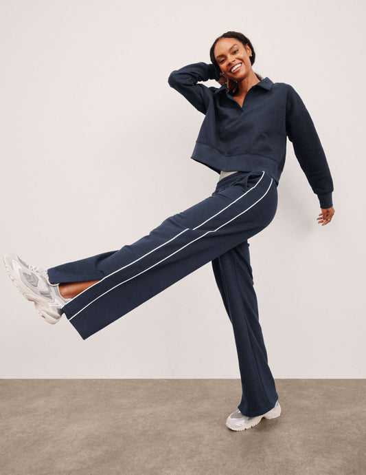 Beyond Yoga Relaxed Wide Leg LuxeFleece Pants - Nocturnal Navy