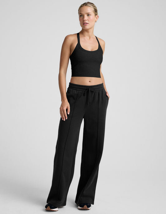 Beyond Yoga Wide Leg Pintuck LuxeFleece Pants - Black