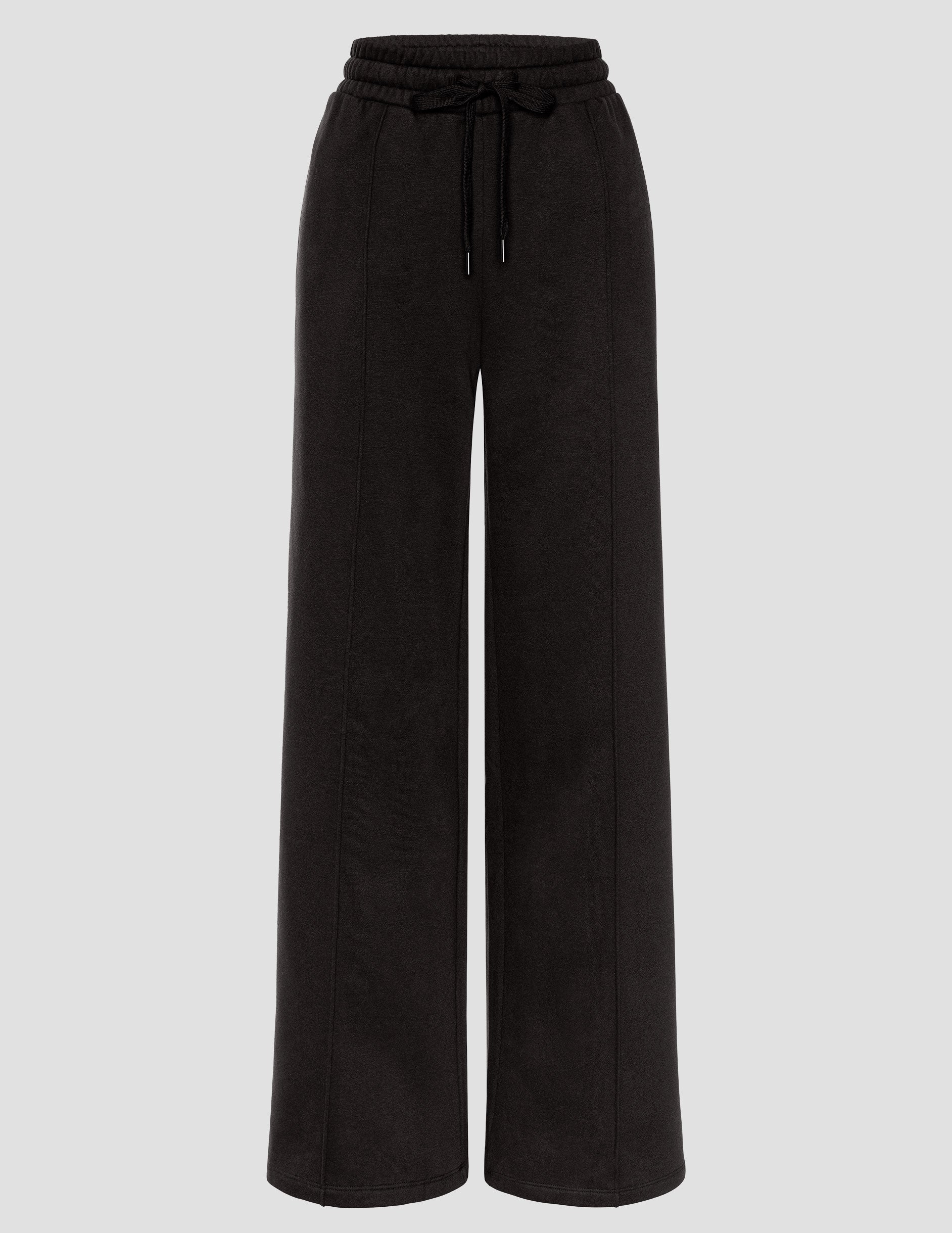 Beyond Yoga Wide Leg Pintuck LuxeFleece Pants - Black