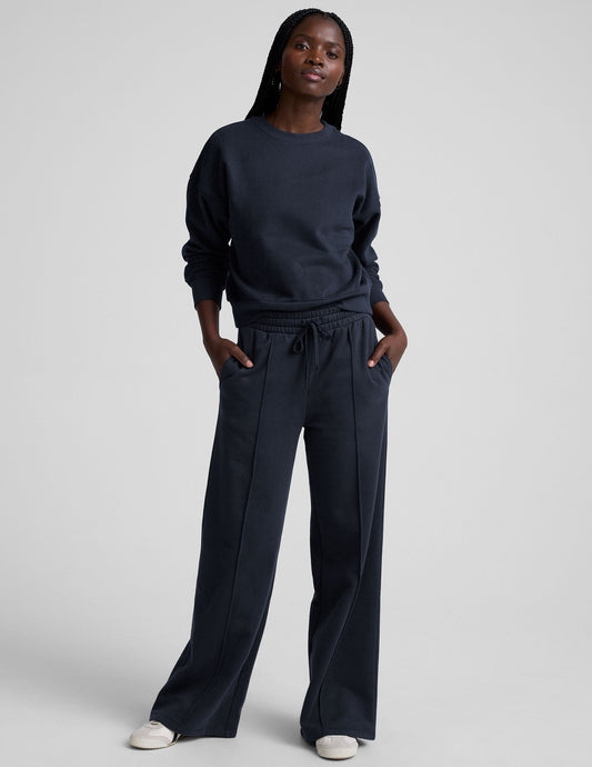 Beyond Yoga Pintuck Wide Leg LuxeFleece Pants - Nocturnal Navy