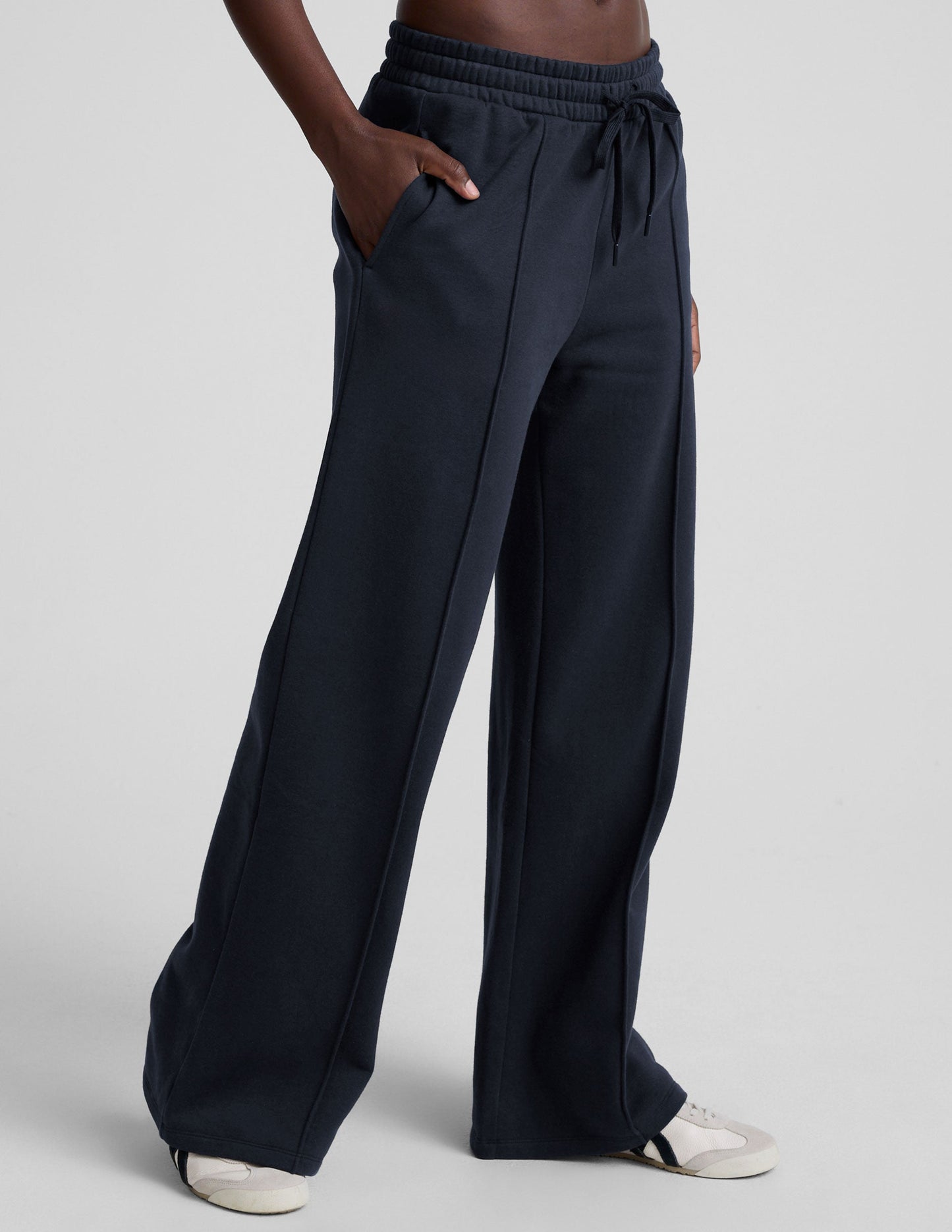 Beyond Yoga Pintuck Wide Leg LuxeFleece Pants - Nocturnal Navy