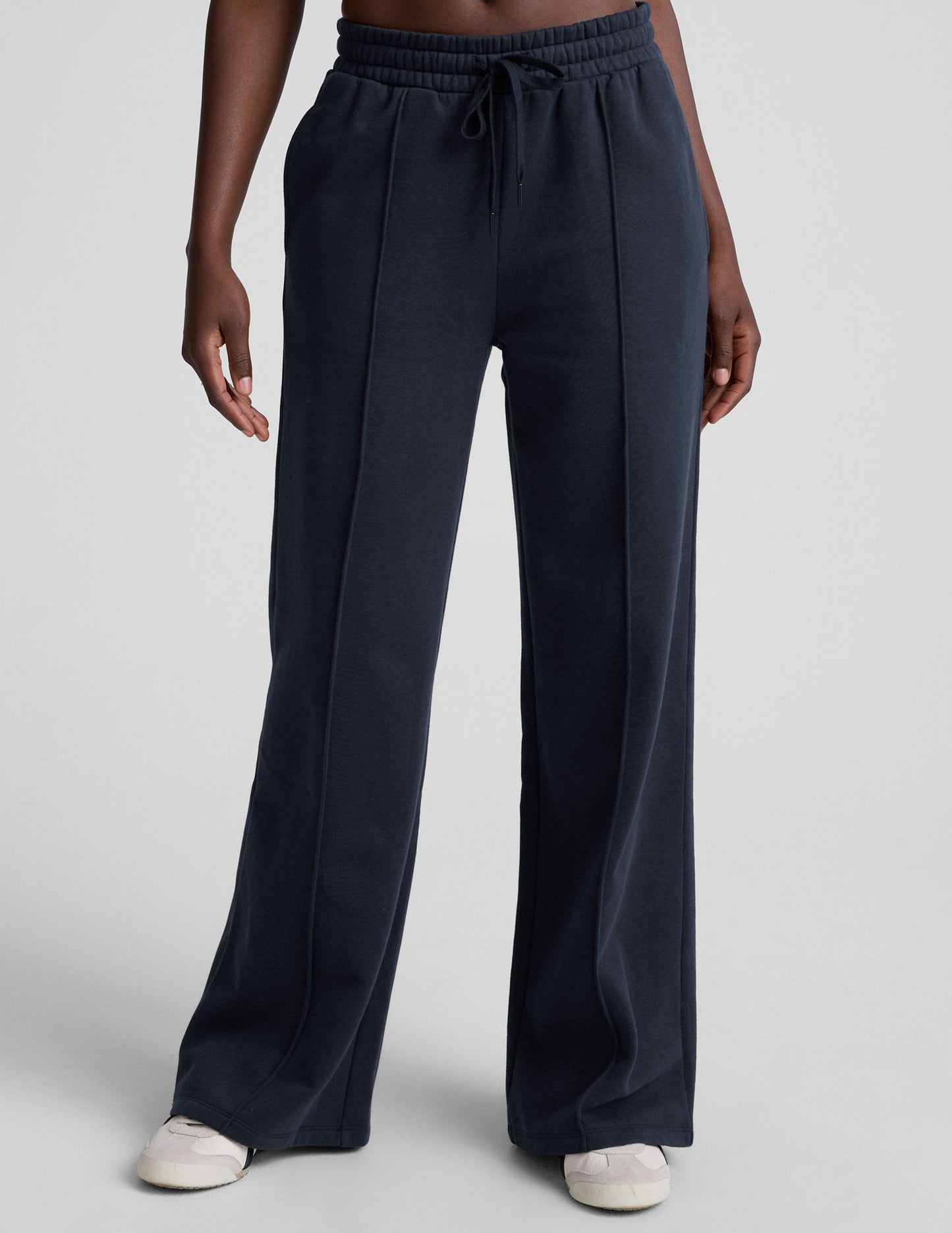 Beyond Yoga Pintuck Wide Leg LuxeFleece Pants - Nocturnal Navy