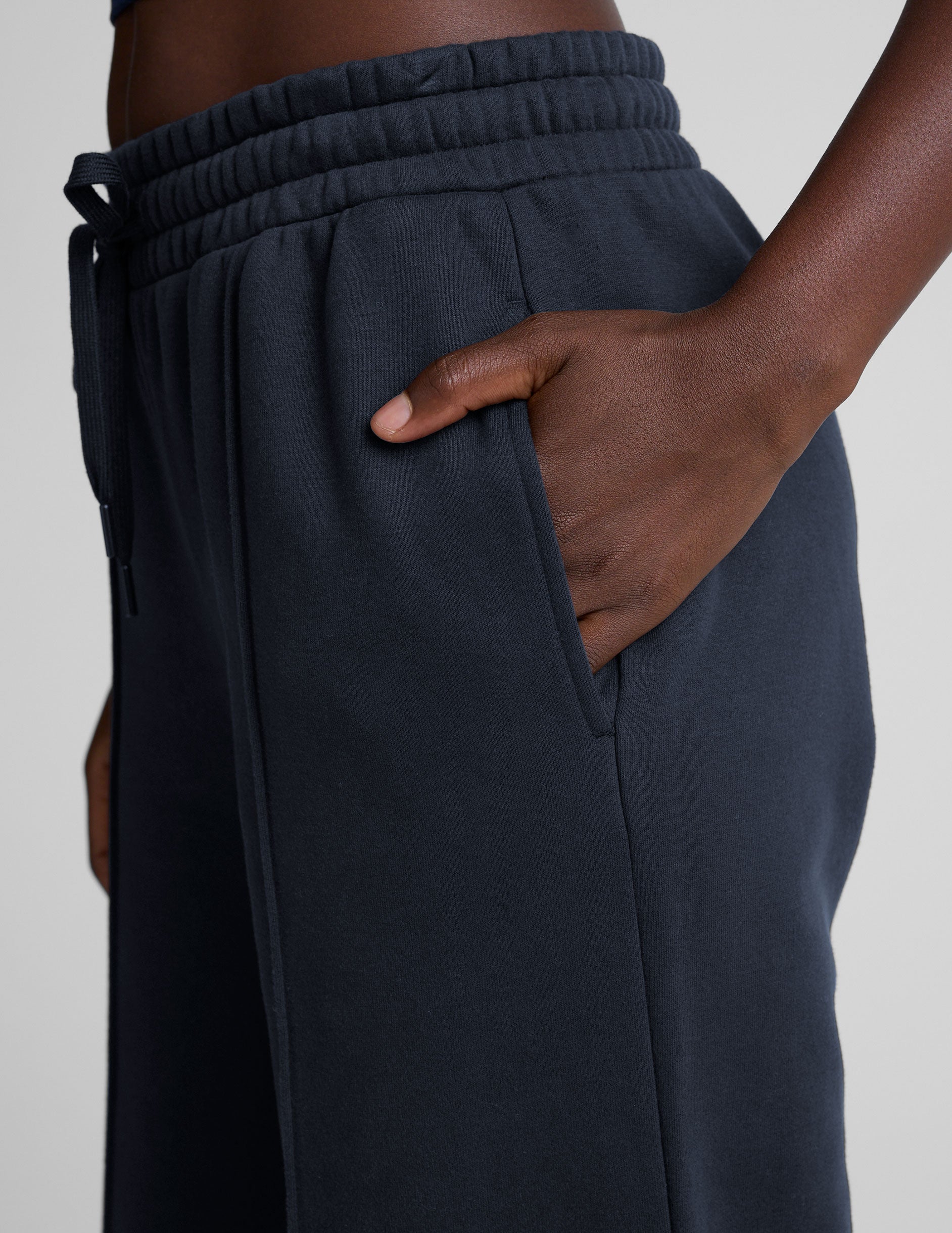 Beyond Yoga Pintuck Wide Leg LuxeFleece Pants - Nocturnal Navy