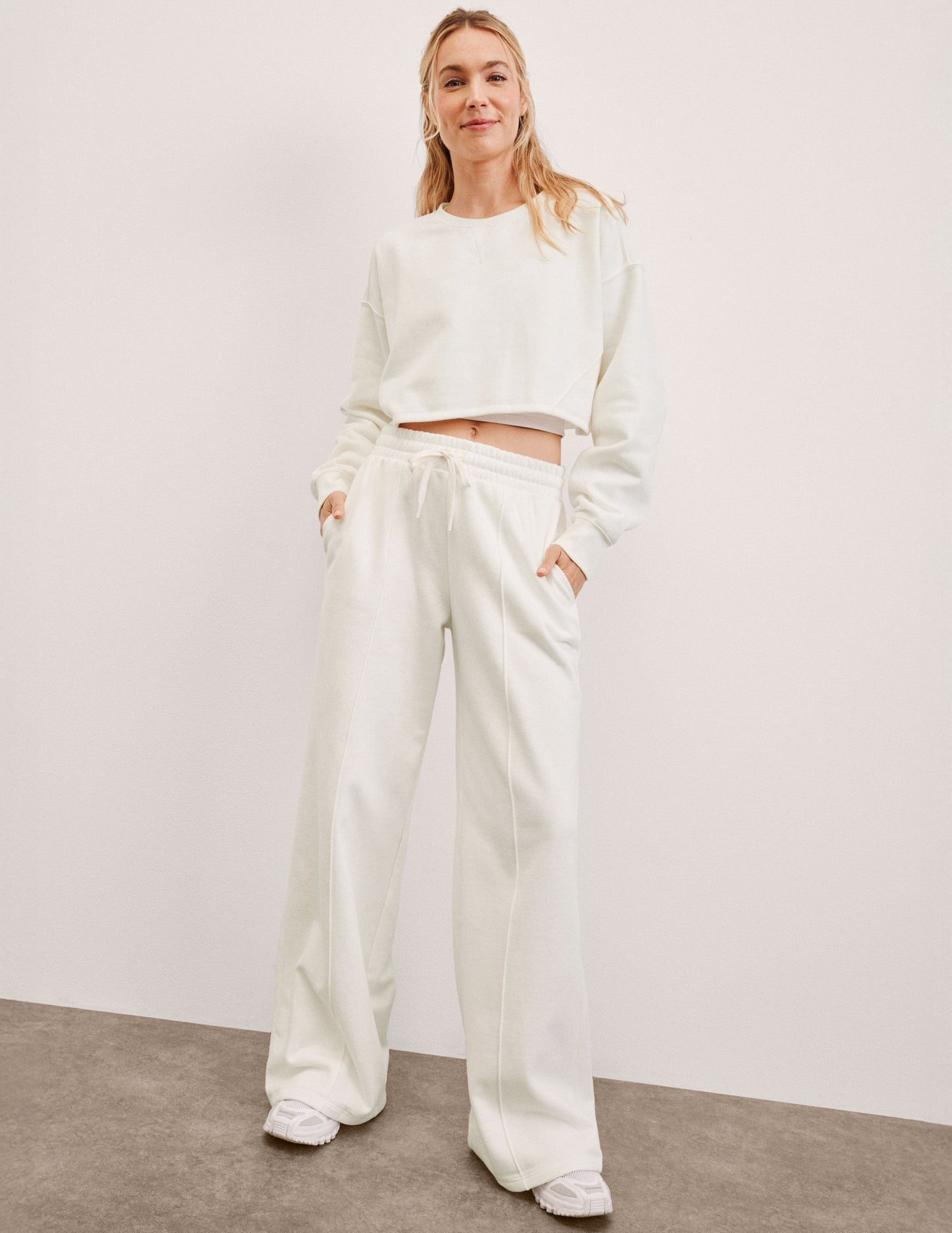 Beyond Yoga Wide Leg Fleece Lounge Pants - White