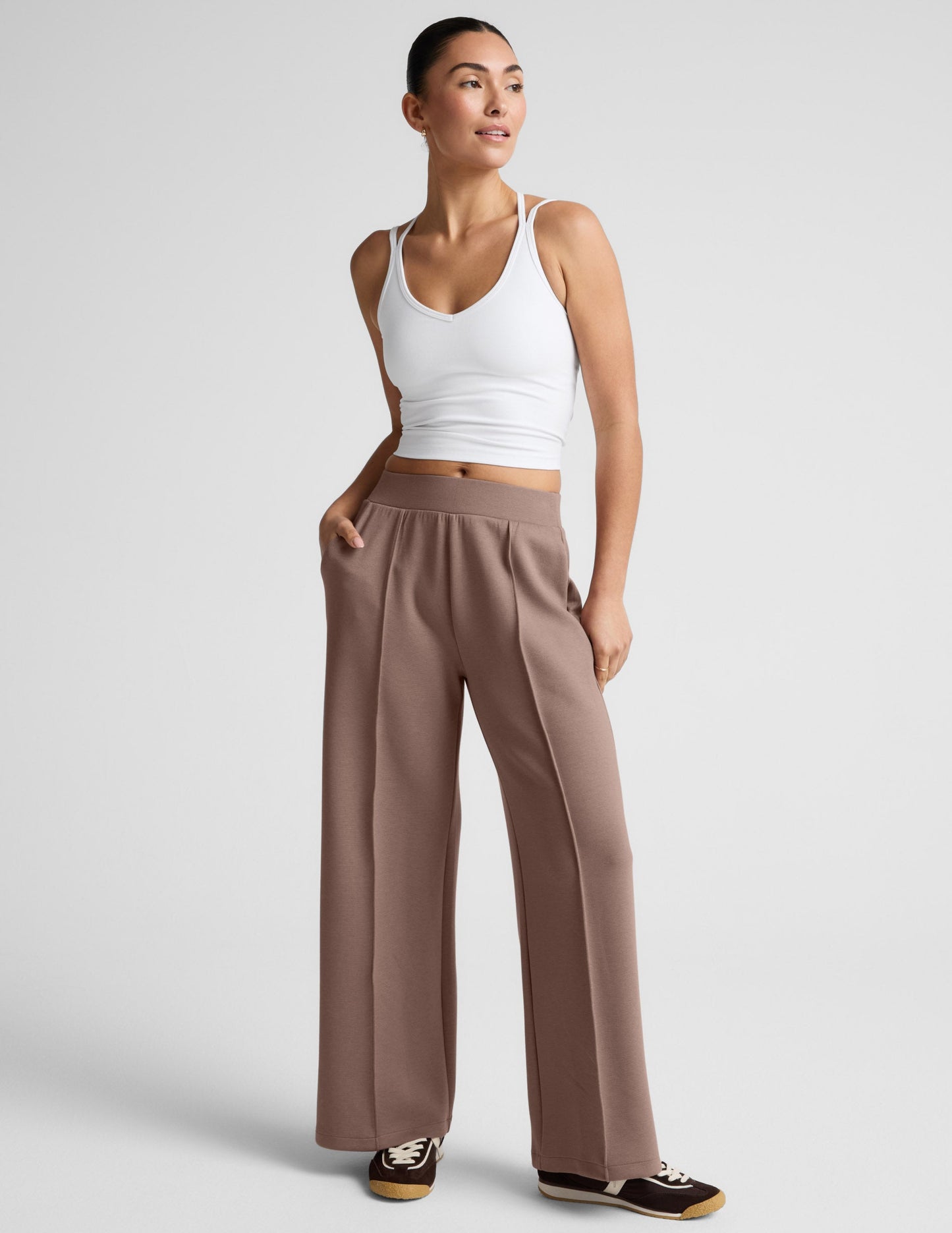 Beyond Yoga Relaxed Wide Leg SoftSpring Pants - Rosey Taupe