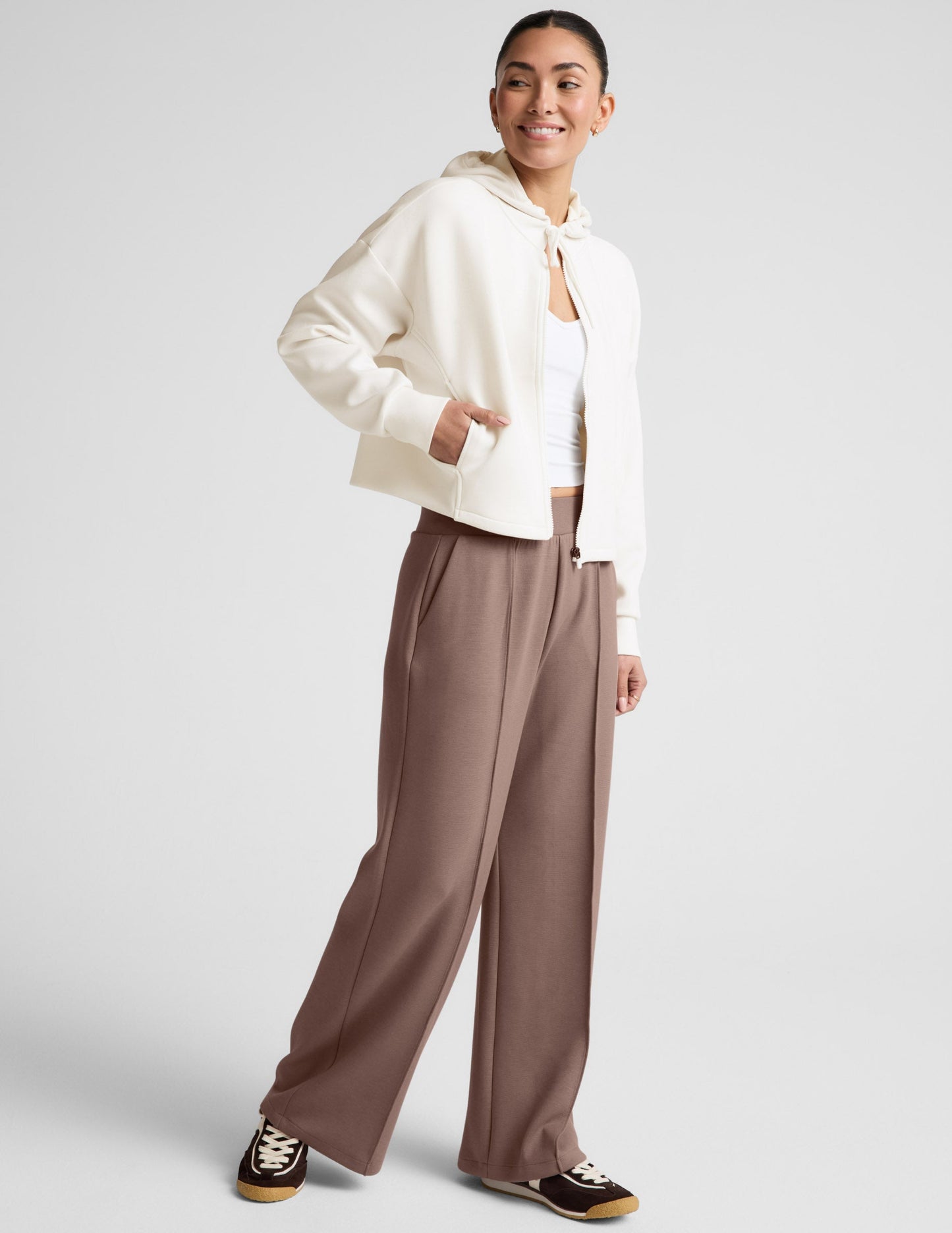 Beyond Yoga Relaxed Wide Leg SoftSpring Pants - Rosey Taupe