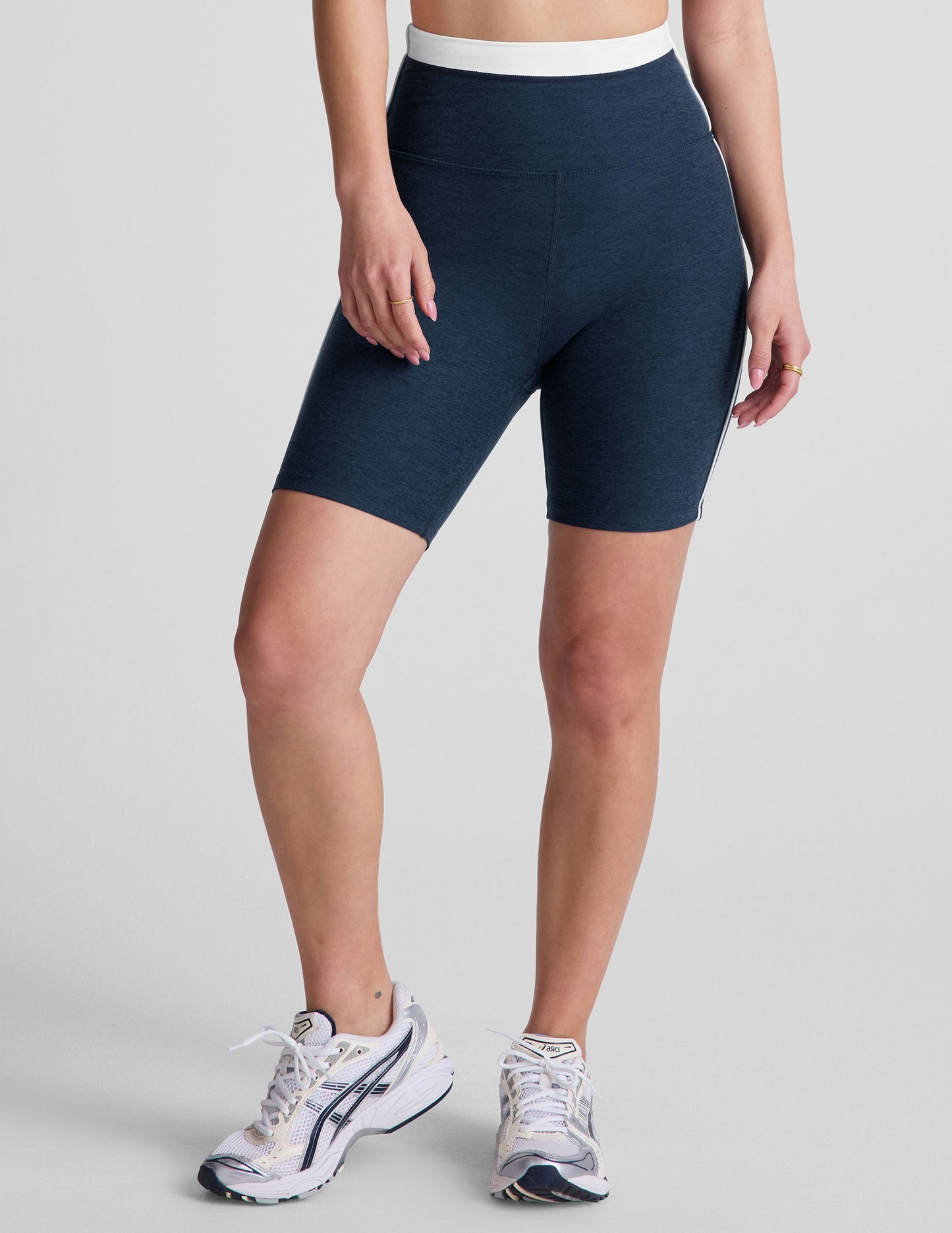 Beyond Yoga High Waisted Biker Spacedye Shorts - Nocturnal Navy