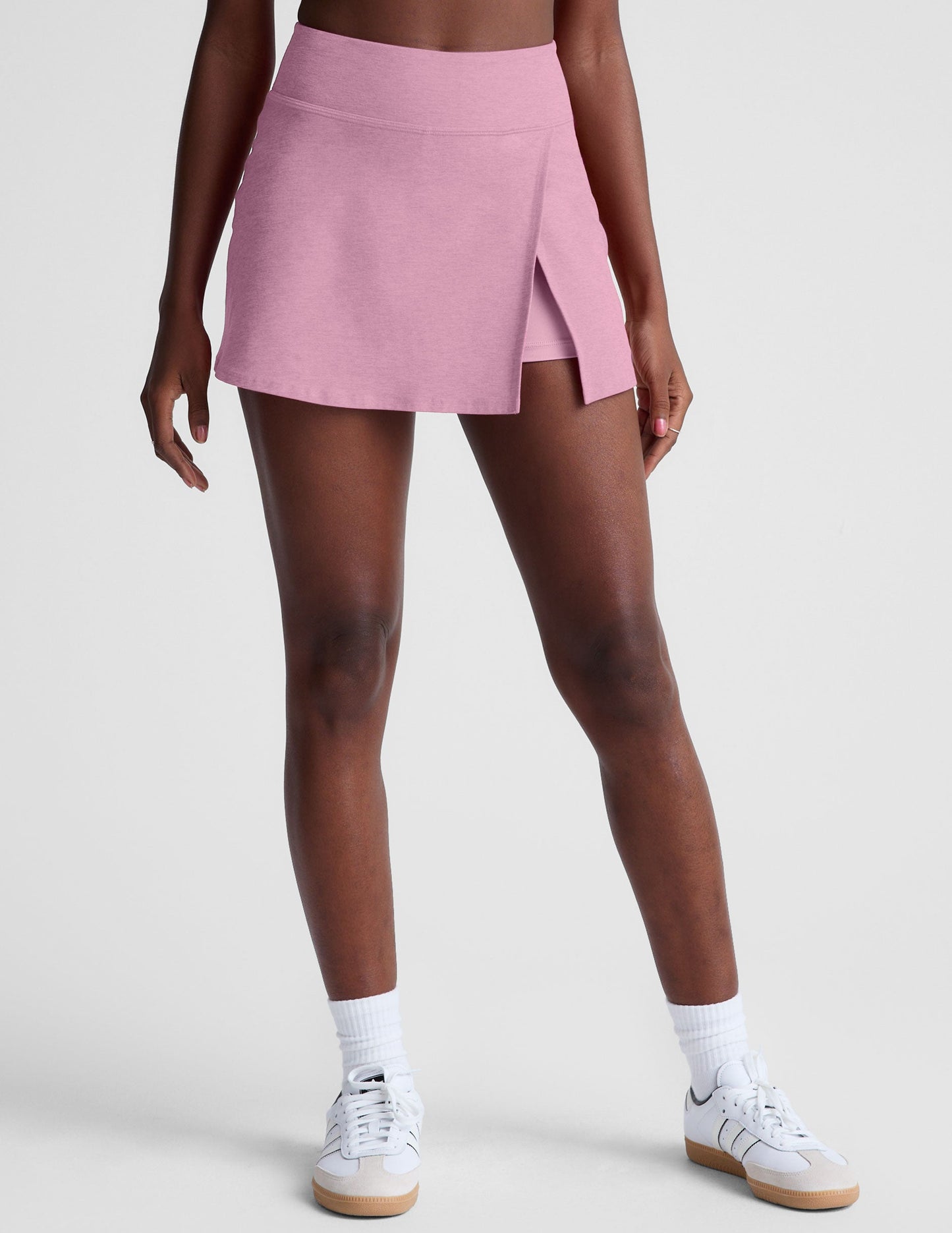 Beyond Yoga A-Line Mini Spacedye Skirt - Pink Haze Heather