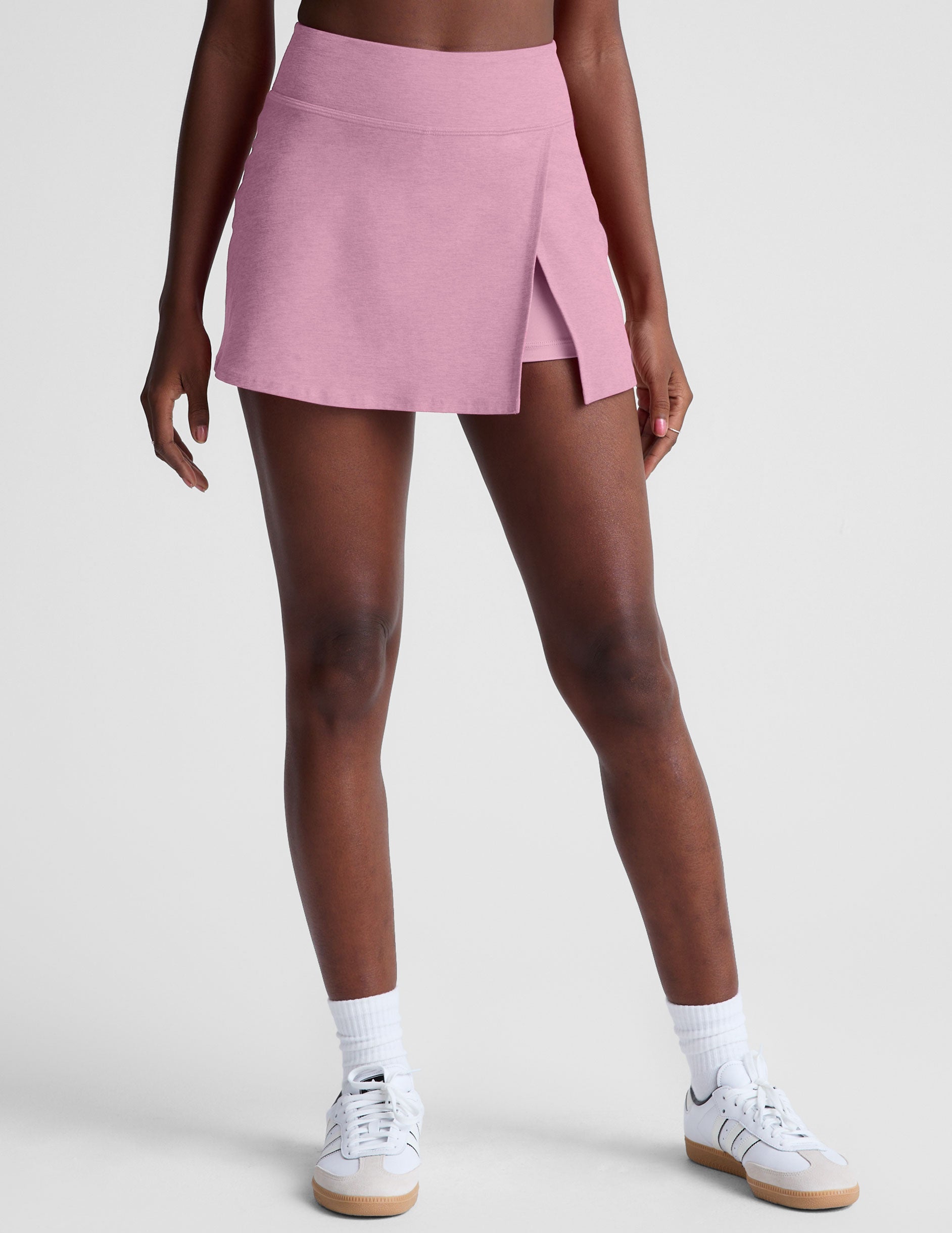 Beyond Yoga A-Line Mini Spacedye Skirt - Pink Haze Heather