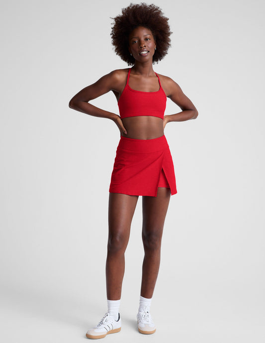 Beyond Yoga Points Crossover Mini A-Line Skirt - Candy Apple Red Heather