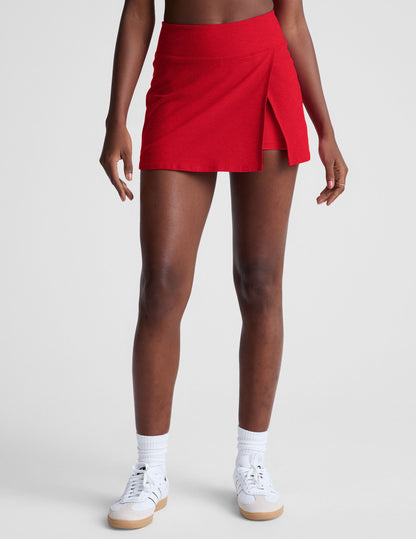 Beyond Yoga Points Crossover Mini A-Line Skirt - Candy Apple Red Heather