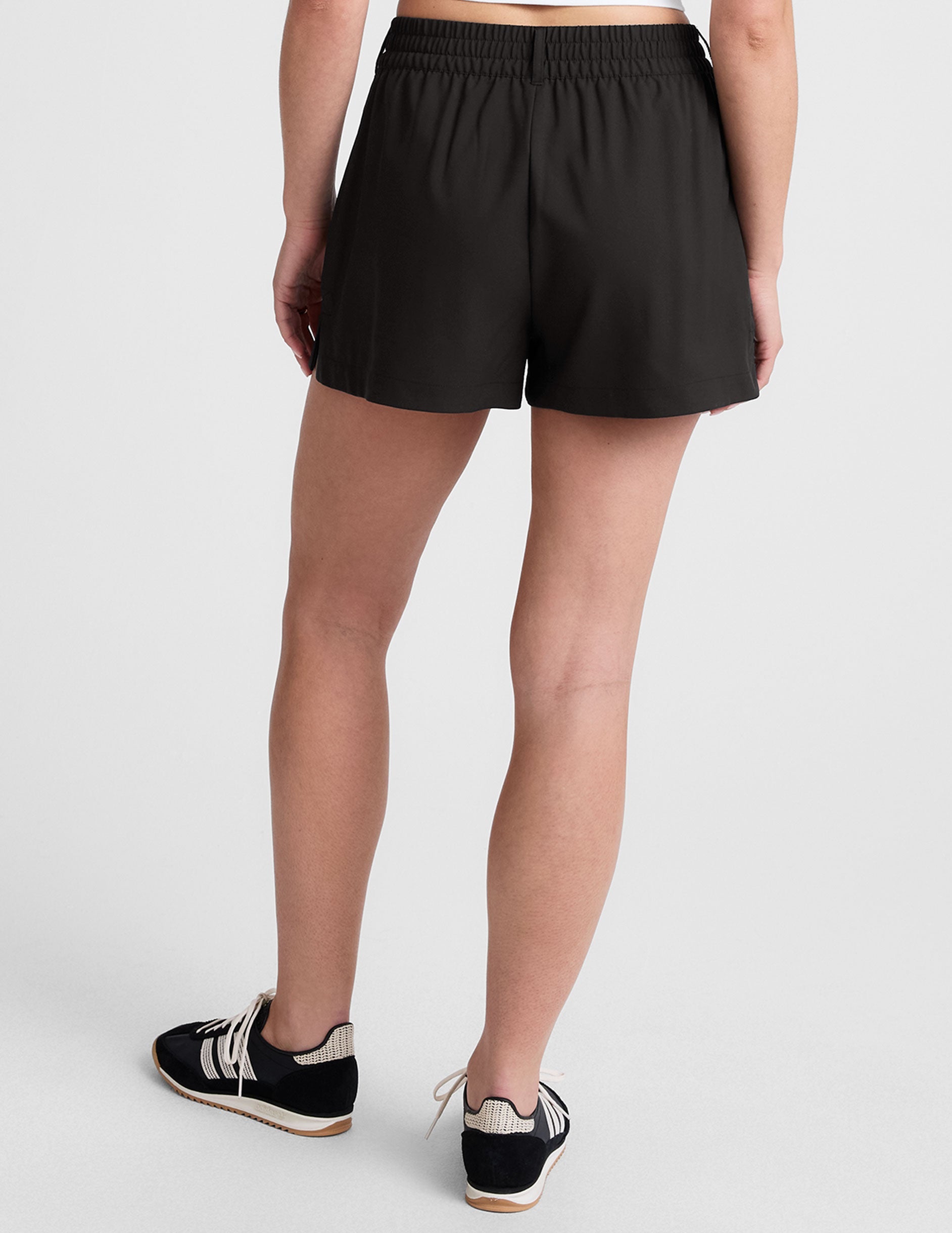 Beyond Yoga Mid Rise Pleated "Status" Shorts - Black