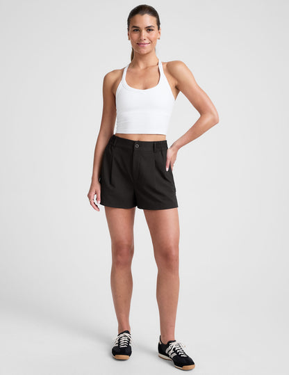 Beyond Yoga Mid Rise Pleated "Status" Shorts - Black