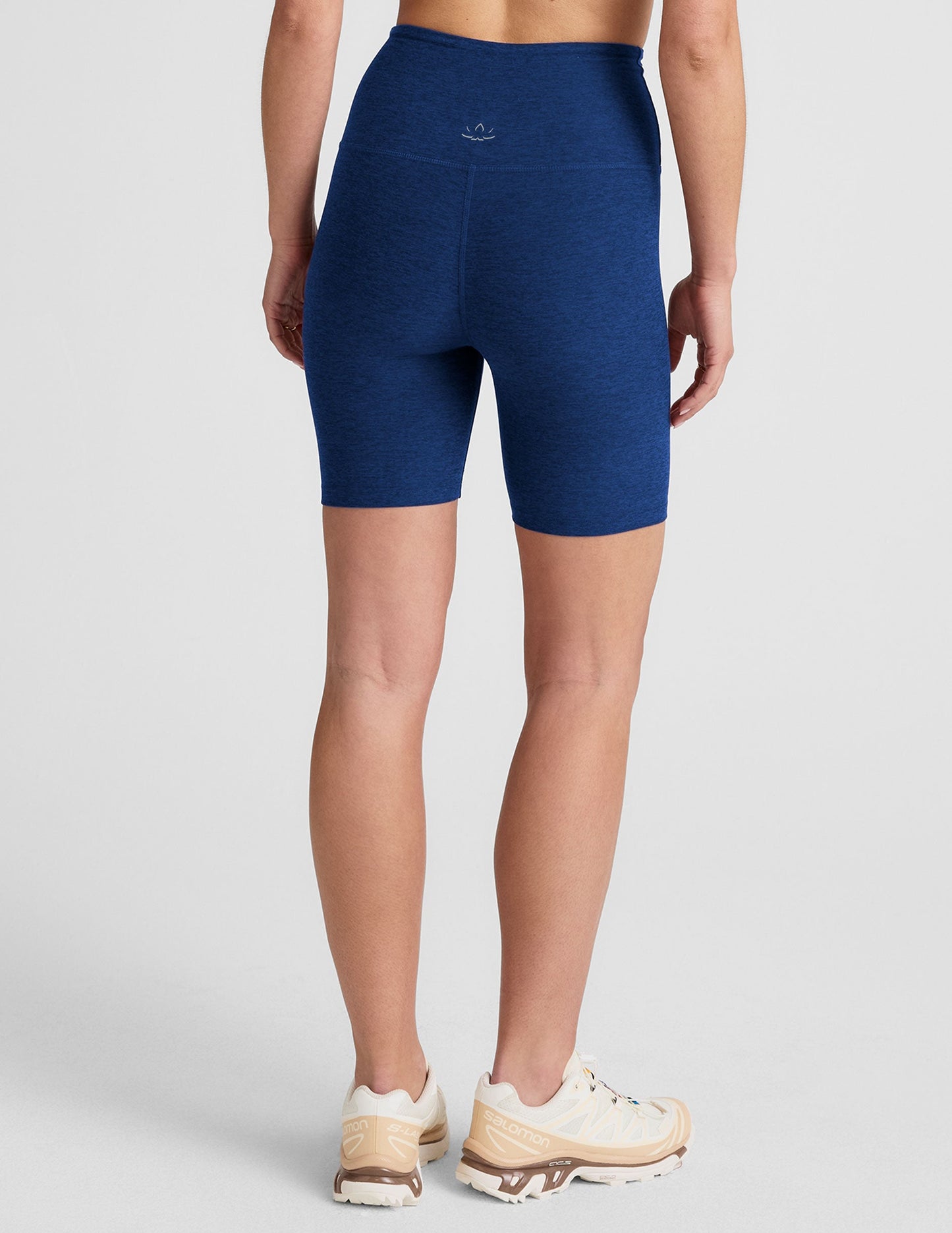 Beyond Yoga High Waisted Biker Spacedye Shorts - Marine Blue Heather