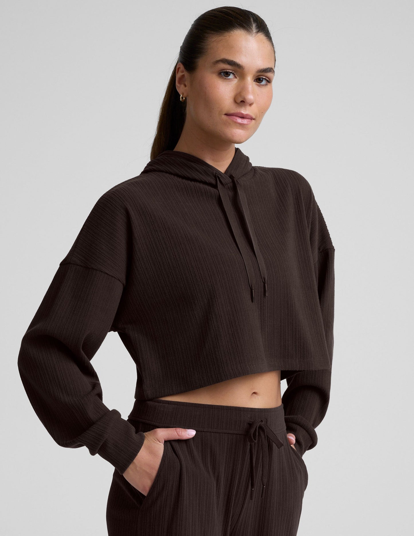 Beyond Yoga Breathe Easy Ribbed Cropped Hoodie