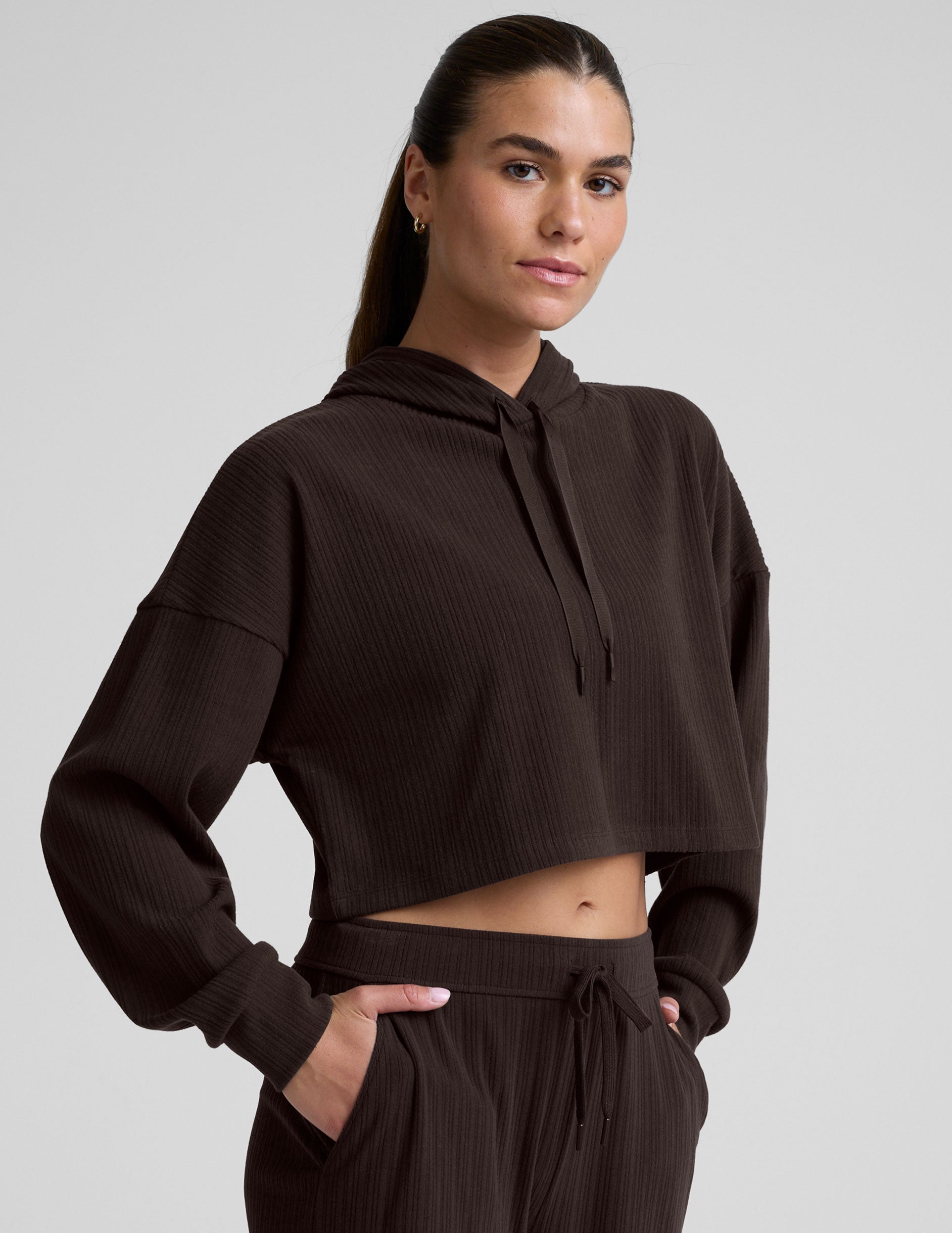 Beyond Yoga Breathe Easy Ribbed Cropped Hoodie