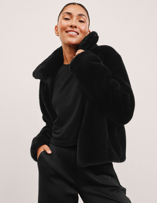 Beyond Yoga On The List Faux Fur Jacket