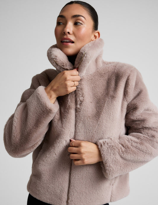 Beyond Yoga On The List Faux Fur Jacket