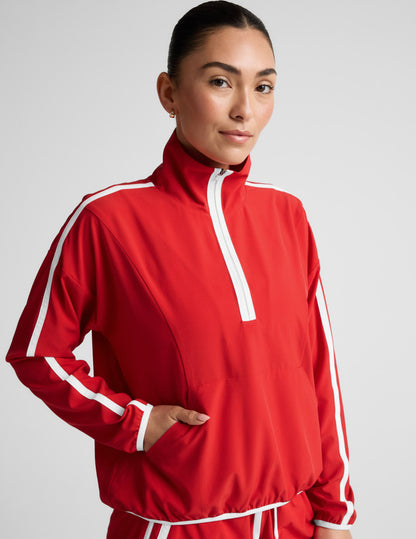 Beyond Yoga Stretch Woven Course Contrast Half Zip Pullover
