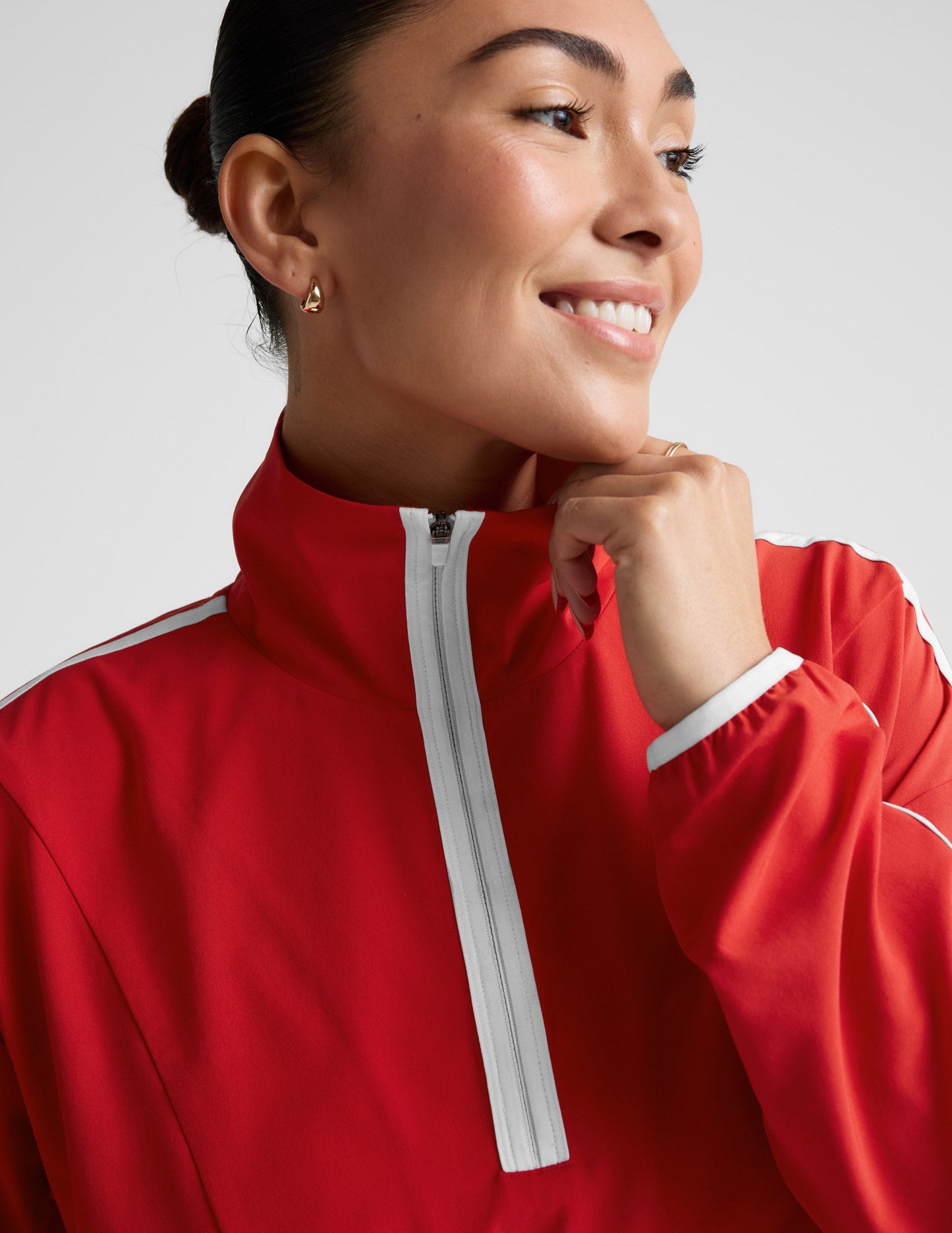 Beyond Yoga Stretch Woven Course Contrast Half Zip Pullover