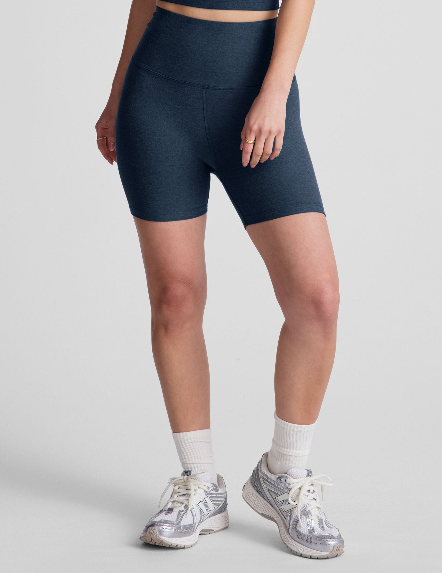 Beyond Yoga High Waisted 5" Spacedye Biker Shorts - Nocturnal Navy