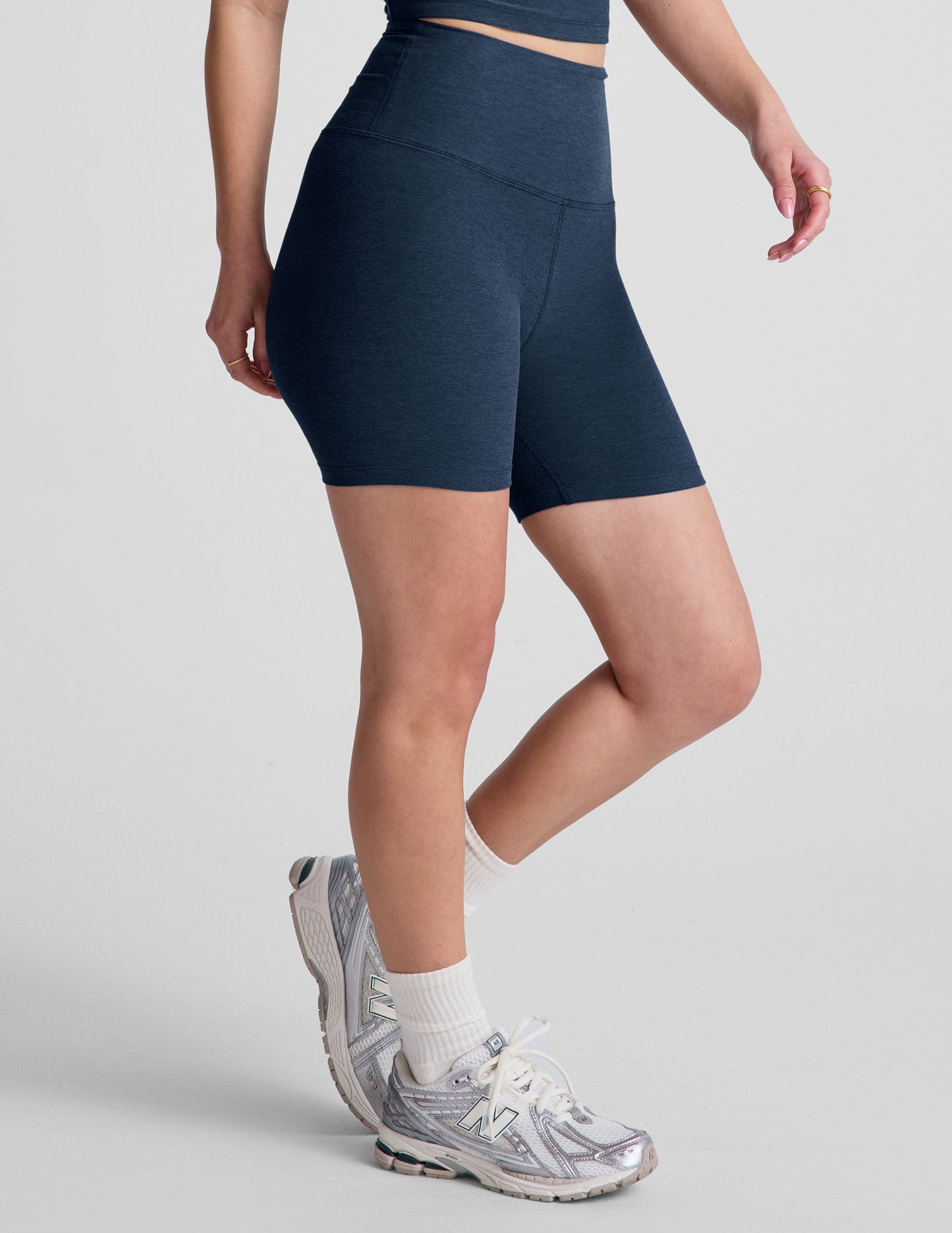 Beyond Yoga High Waisted 5" Spacedye Biker Shorts - Nocturnal Navy