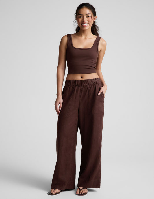 Beyond Yoga Women's Wide Leg SoftWash Linen Easy Pants - Brown