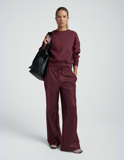 Beyond Yoga Faux Leather Wide Leg Drawstring Pants - Dark Cherry