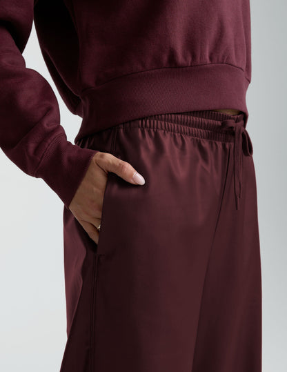 Beyond Yoga Faux Leather Wide Leg Drawstring Pants - Dark Cherry