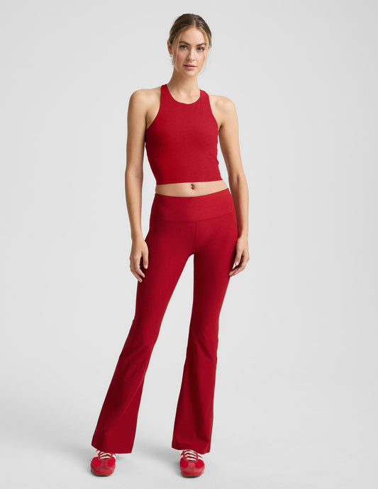 Beyond Yoga Women's Mid-Rise Bootcut Spacedye Pant - Holly Red Heather