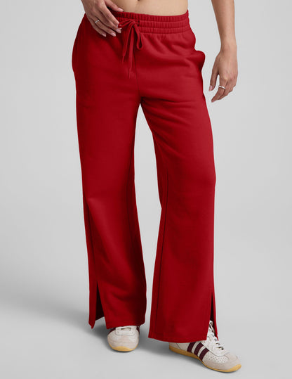 Beyond Yoga Wide Leg Slit LuxeFleece Sweat Pants - Holly Red
