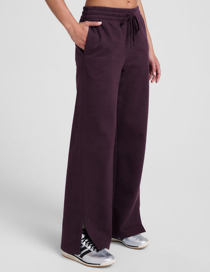 Beyond Yoga Wide Leg Slit LuxeFleece Pants - Eggplant Purple