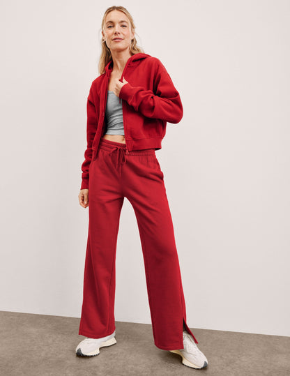 Beyond Yoga Wide Leg Side Slit LuxeFleece Pant - Holly Red