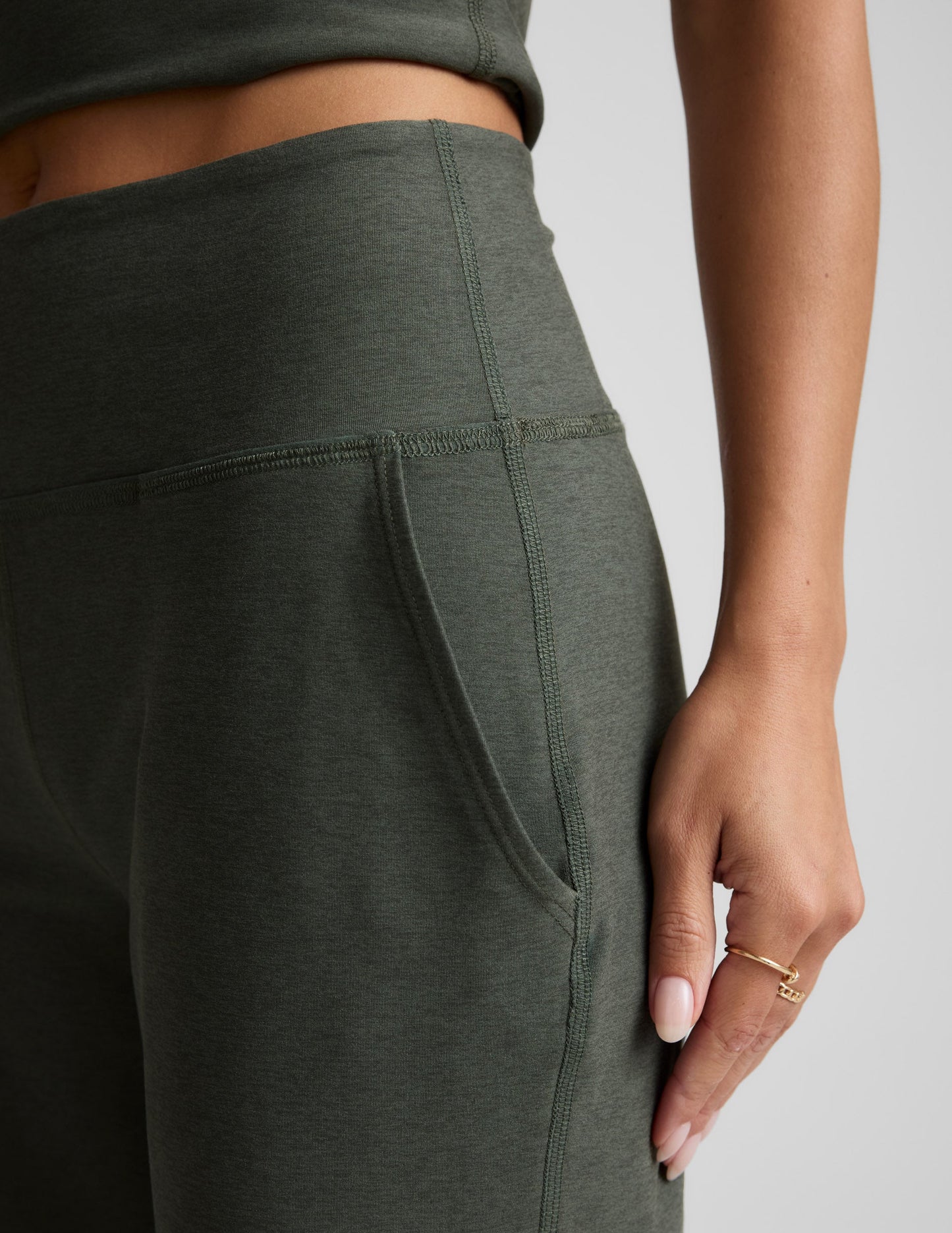 Beyond Yoga High Waisted Spacedye Wide Leg Pants - Dusty Forest Heather